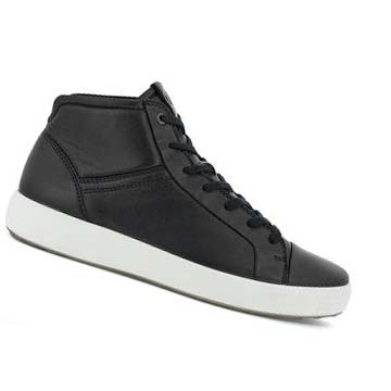 Men's Ecco Soft 7 City Hi-top Sneakers Black | USA 630UZG